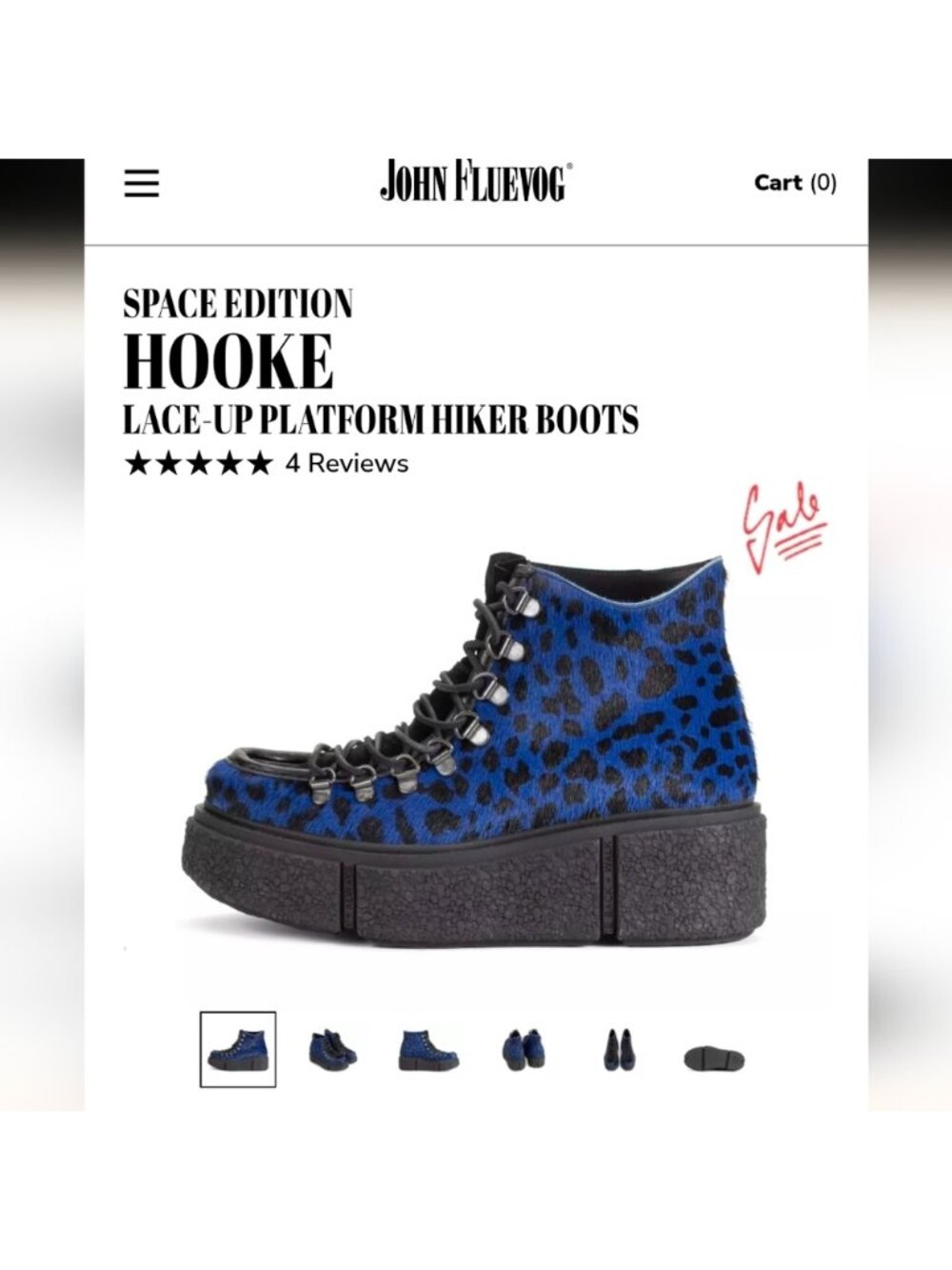 John Fleuvog Space Edition Hooke Lace-Up Platform Fur Black & Blue Boots Size 9